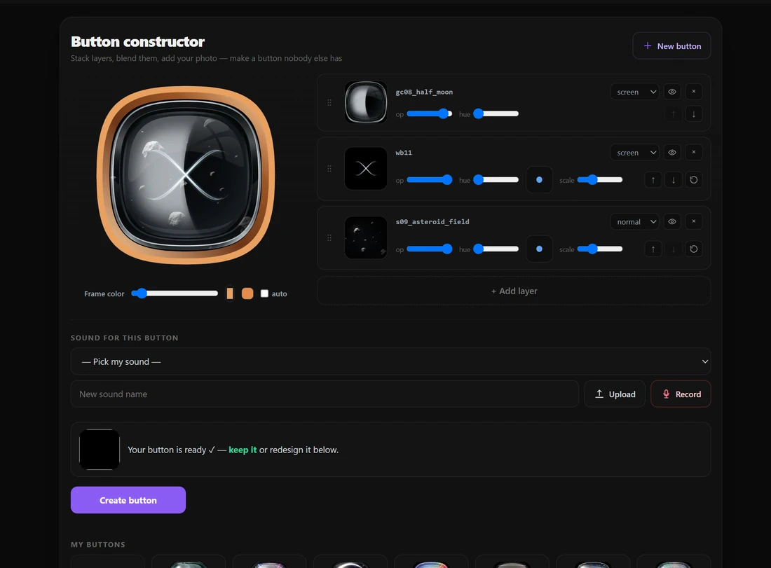 Open the button constructor